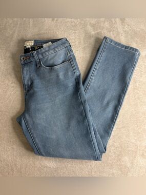 Weatherproof Brand Flannel Lined Light Blue Denim Jeans with Orange Stitching
